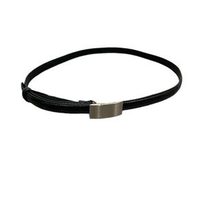 Coldwater Creek black subtle patent skinny half inch belt. Silver buckle. Size S